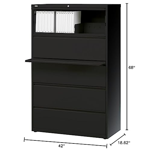 Lorell Black Lateral File, 5 Drawers, 42 x 18.625 x 67.625