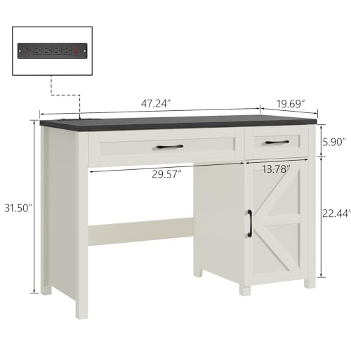 Farmhouse 47 Executive Computer Desk with Drawers and Storage for Home Office