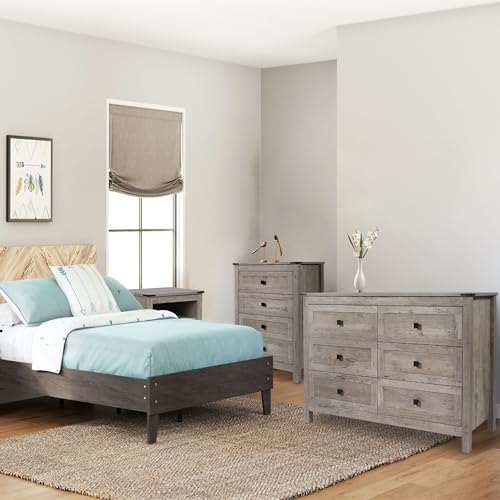 Rustic Gray 6-Drawer and 2-Piece 4-Drawer Dresser Set for Bedroom and Living Room