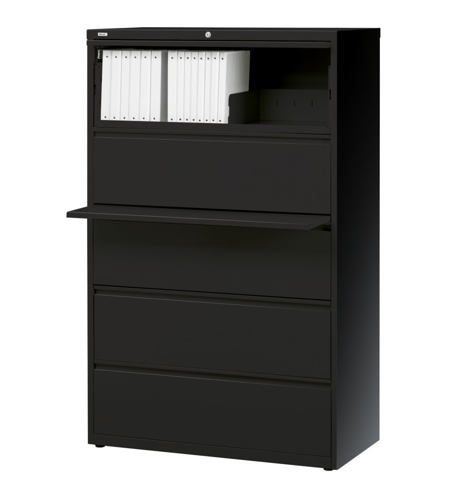 Lorell Black Lateral File, 5 Drawers, 42 x 18.625 x 67.625