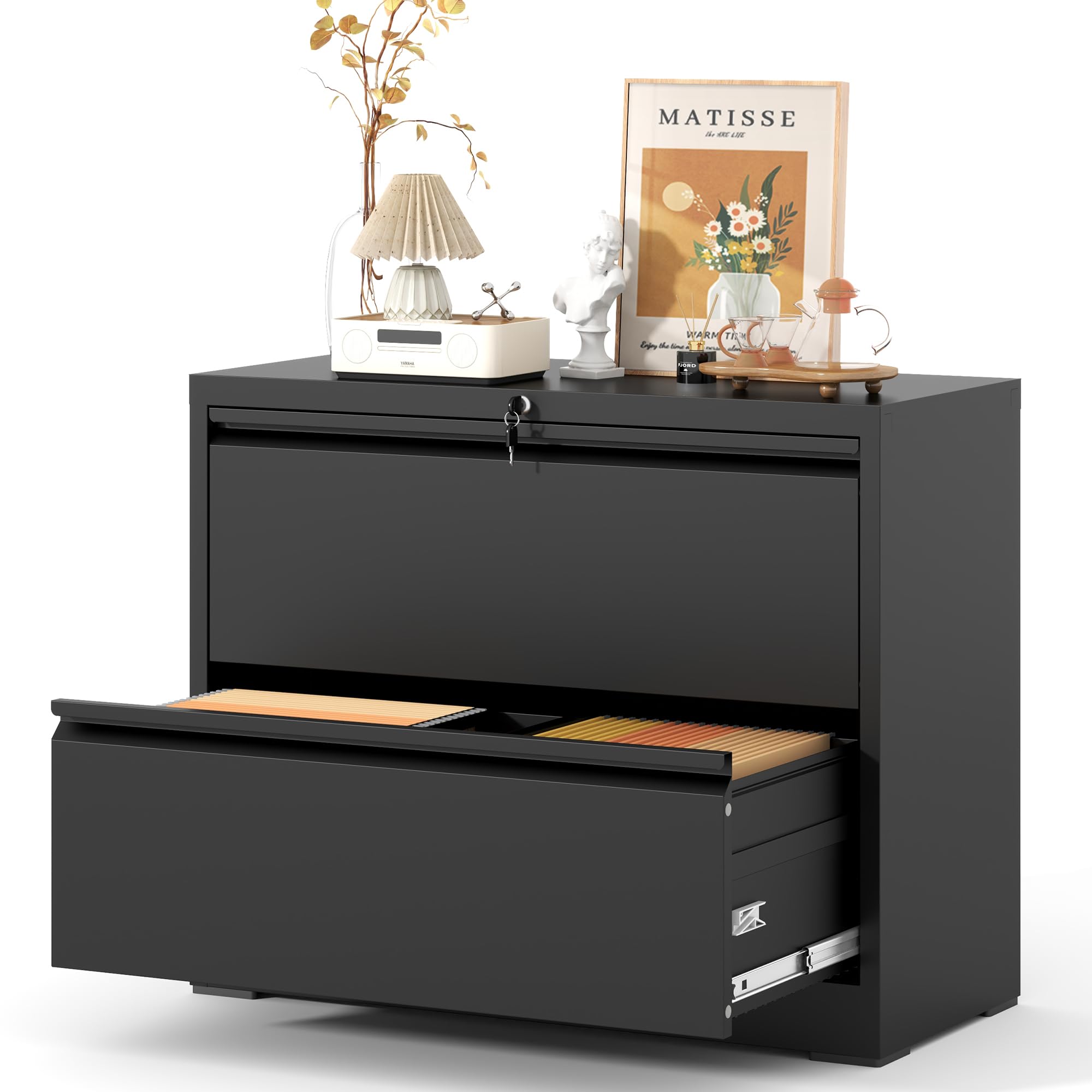 Metal Locking 2-Drawer Lateral File Cabinet for Home Office