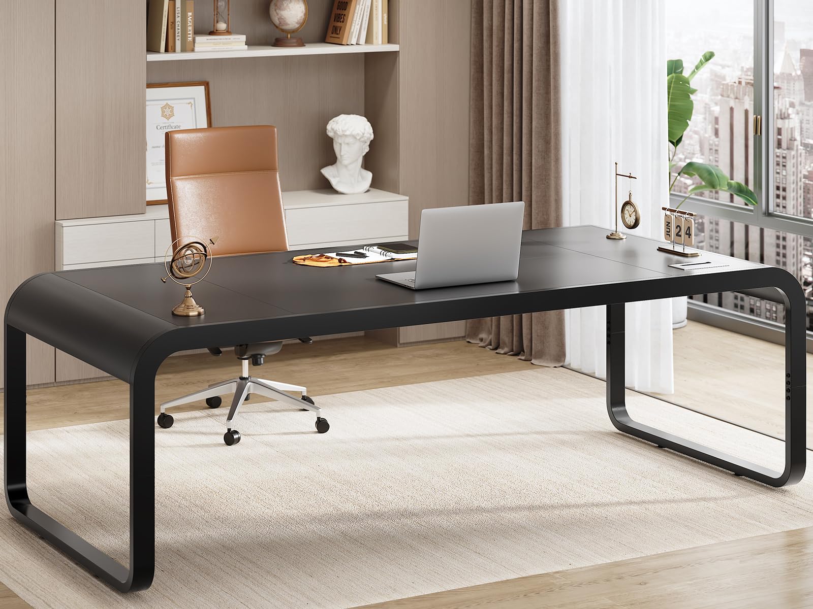 Executive Office Desk with Cable Management for Home Office